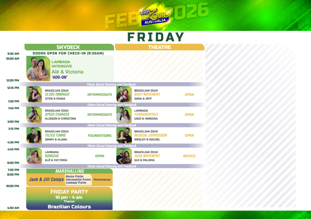 2026 workshop schedule — Friday